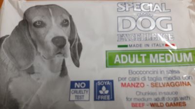 Bocconcini in salsa per cani di taglia media con Manzo e Selvaggina