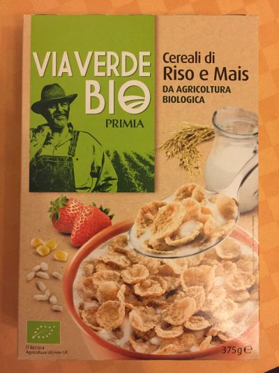 Cereali di riso e mais - da agricoltura biologica