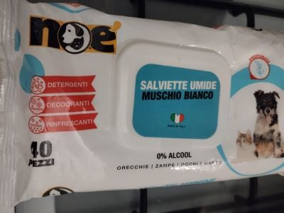 Salviette umide muschio bianco per cani