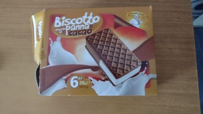 Biscotto al gusto di panna e cacao