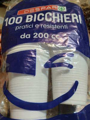 100 bicchieri da 200 cc