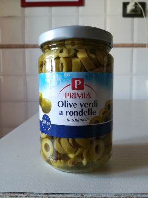 Olive verdi a rondelle in salamoia