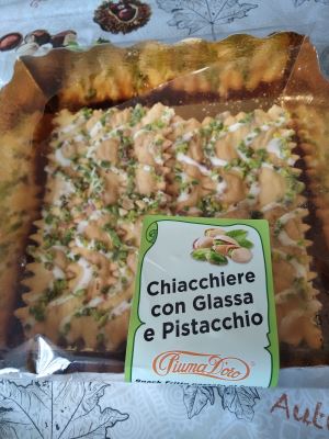 Chiacchiere con glassa al pistacchio