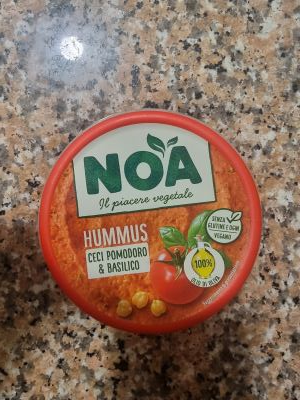 Hummus ceci pomodoro e basilico