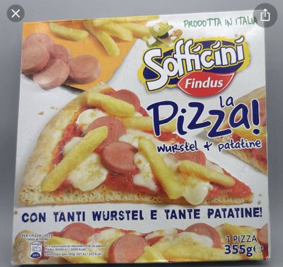 Pizza würstel e patatine 