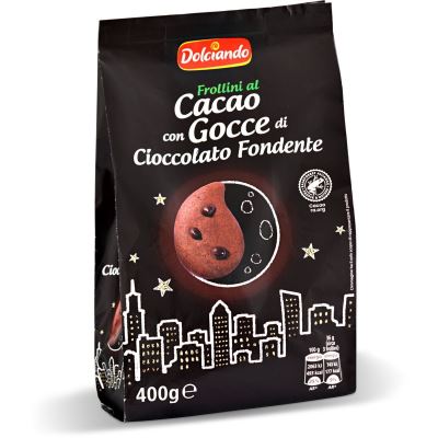 Frollini al cacao con gocce di cioccolato fondente